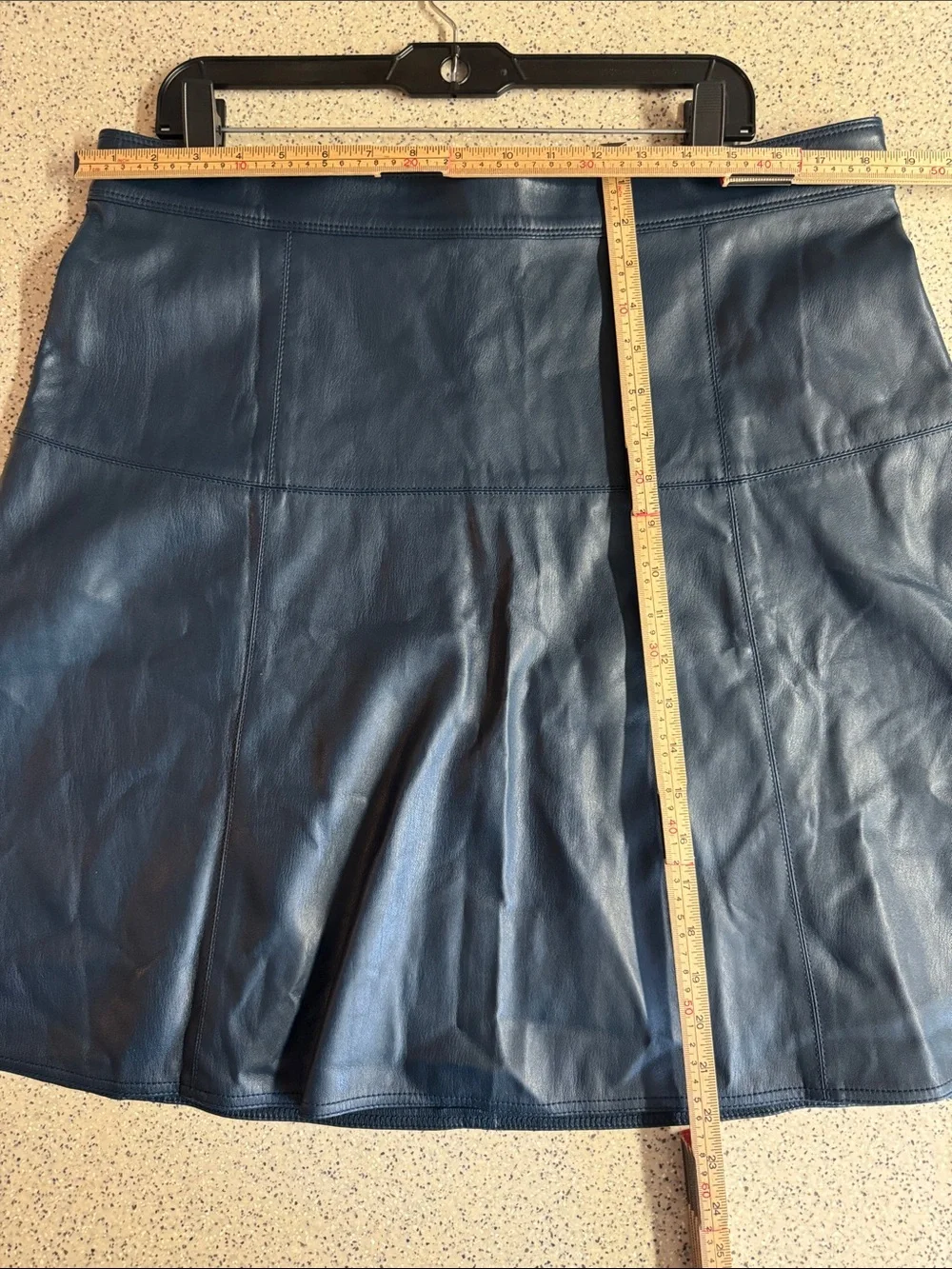 NWT Ann Taylor Midnight Blue Faux Leather A-Line Skirt.Size 16